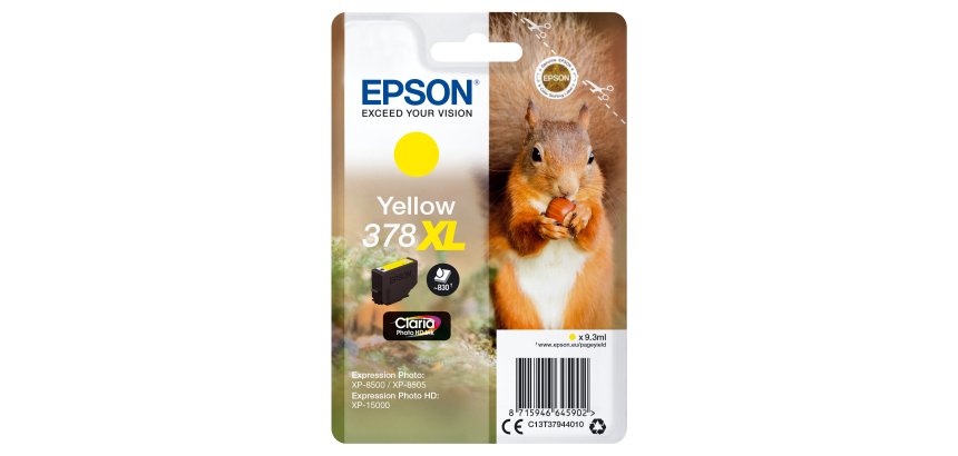 Epson Squirrel Singlepack Yellow 378XL Claria Photo HD Ink