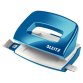 Perforateur mini esselte boîte métal socle antidérapant 2 trous réglette guidage écartement standard 8cm bleu métallique