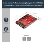 StarTech.com M.2 to SATA Adapter for M.2 SATA SSDs, Dual Slot M2 Drive Host Adapter/Converter with RAID Support, 2.5-Inch Drive Form Factor, TAA