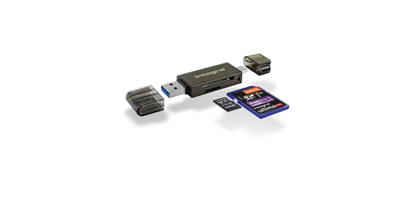 Integral INCRUSB3.0ACSDMSDA2 lecteur de carte mémoire USB 3.2 Gen 1 (3.1 Gen 1) Type-A/Type-C Noir