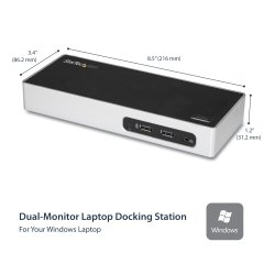 StarTech.com Station d'Accueil USB 3.0 à Double Écran - Dock Universel Type-A pour PC/Ordinateur Portable avec HDMI et DVI/VGA - Hub USB 3.1 Gen 1 5Gbps à 6 Ports, Gbe, Audio - Windows & Mac