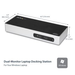 StarTech.com USB 3.0 Docking Station - Dual Monitor Laptop Docking Station met HDMI & DVI/VGA Video - 6-port USB 3.1 Gen 1 5Gbps Hub, GbE, Audio - Universeel USB Type-A Dock - Windows & Mac