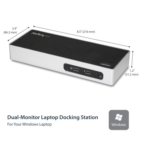 StarTech.com Dual Monitor USB 3.0 Docking Station - Notebook Dockingstation mit HDMI- und DVI/VGA Video - 6 Port USB 3.1 Gen 1 5Gbit/s Multimedia-Hub, GbE, Audio - USB-A - Windows und Mac
