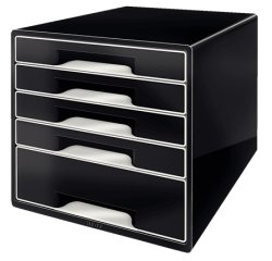 Bloc de classement WOW CUBE, 5 tiroirs, noir/gris