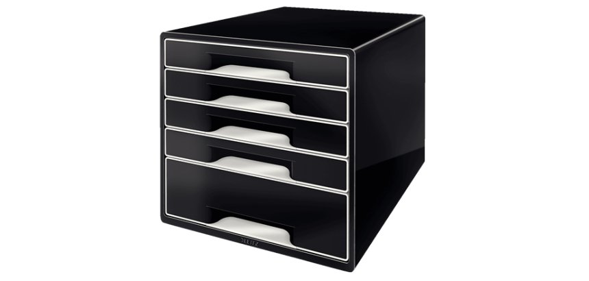 Bloc de classement WOW CUBE, 5 tiroirs, noir/gris