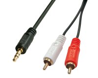 Lindy Câble audio Premium 2 x RCA (Cinch) mâle vers jack 3,5mm mâle, 5m