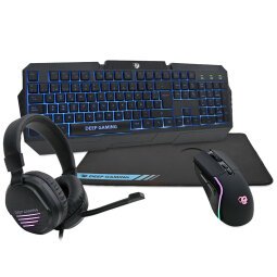 Deep Gaming Pack gaming DeepX-Wing 2 teclado Ratón incluido Juego USB QWERTY Español Negro