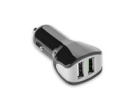 Celly CC2USBTURBOBK cargador de dispositivo móvil Smartphone, Tableta Negro, Gris USB Auto