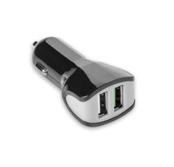 Celly CC2USBTURBOBK cargador de dispositivo móvil Smartphone, Tableta Negro, Gris USB Auto