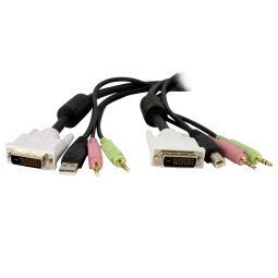 StarTech.com Cable de 1,8m para Switch Conmutador KVM 4en1 DVI-D Dual Link Doble Enlace USB con Audio Micrófono