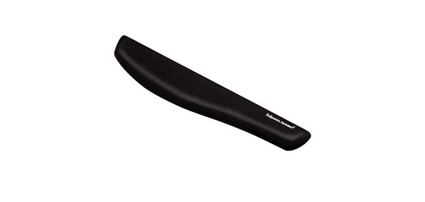 Fellowes Keyboard Wrist Rest - PlushTouch Wrist Rest with Non Skid Rubber Base & Antibacterial Protection - Ergonomic Wrist Support for Computer, Laptop, Home Office Use - Black