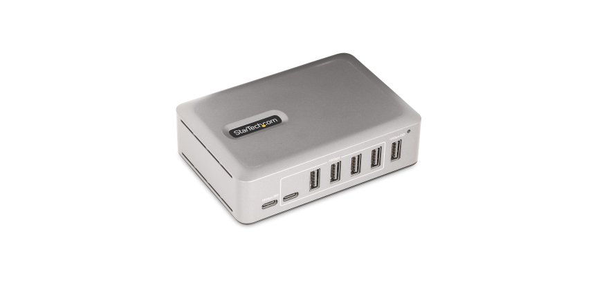 StarTech.com Hub USB-C à 7 Ports - 5x USB-A et 2x USB-C - Hub USB Type-C Auto-Alimenté avec Bloc d'Alimentation 65W - USB 3.1 10Gbps - Hub USB avec Câble de Verrouillage Certifié USB-IF de 91cm - Splitter USB C