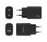 AISENS Cargador 25W, 1xUSB-C PD3.0, 1xUSB-A QC3.0, Negro