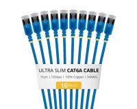 StarTech.com 6ASTP34BLS15CM10PK câble de réseau Bleu 0,15 m Cat6a U/FTP (STP) Rond