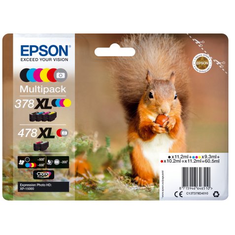Epson 478XL Multipack - pack de 6 - haute capacité - gris, noir, jaune, cyan, magenta, rouge - original - cartouche d'encre