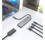 AISENS USB-C Dock 5 en 1, USB-C a 1xHDMI 2xUSB-A 1xUSB-C 1xUSB-C PD, Gris, 15cm