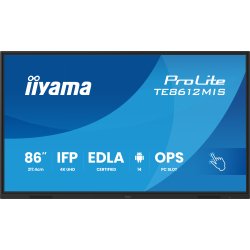 iiyama TE8612MIS-B4AG Écran d'affichage dynamique Écran plat de signalisation numérique 165,1 cm (65") LCD Wifi 400 cd/m² 4K Ultra HD Noir Écran tactile Intégré dans le processeur Android 11 24/7