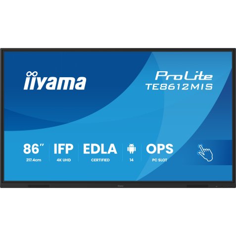 iiyama TE8612MIS-B4AG Écran d'affichage dynamique Écran plat de signalisation numérique 165,1 cm (65") LCD Wifi 400 cd/m² 4K Ultra HD Noir Écran tactile Intégré dans le processeur Android 11 24/7
