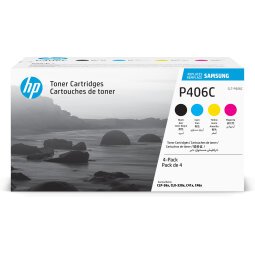 Samsung CLT-P406C Pack de 4 cartouches authentiques de toner cyan/magenta/jaune/noir