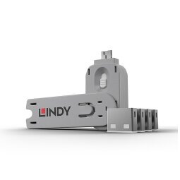 Lindy 40454 bloqueador de puerto Bloqueador de puerto + clave USB tipo A Blanco Acrilonitrilo butadieno estireno (ABS) 5 pieza(s)