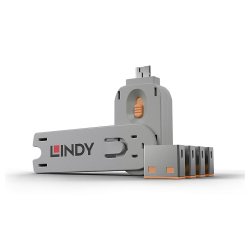 Lindy 40453 bloqueador de puerto Bloqueador de puerto + clave USB tipo A Naranja Acrilonitrilo butadieno estireno (ABS) 5 pieza(s)