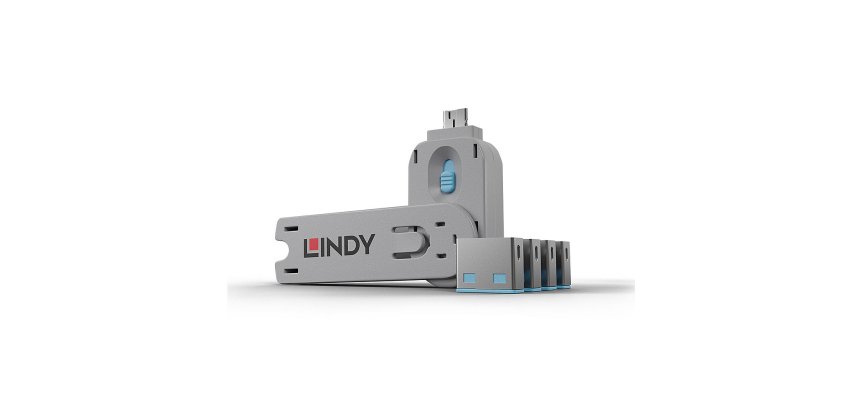 Lindy USB Port Blocker - Pack of 4, Colour Code: Blue