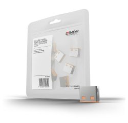 Bloqueador de puerto USB tipo A Naranja Acrilonitrilo butadieno estireno (ABS) 10 pieza(s) Lindy 40463