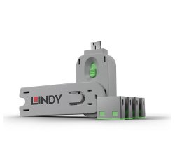Lindy 40451 bloqueador de puerto Bloqueador de puerto + clave USB tipo A Verde Acrilonitrilo butadieno estireno (ABS) 5 pieza(s)