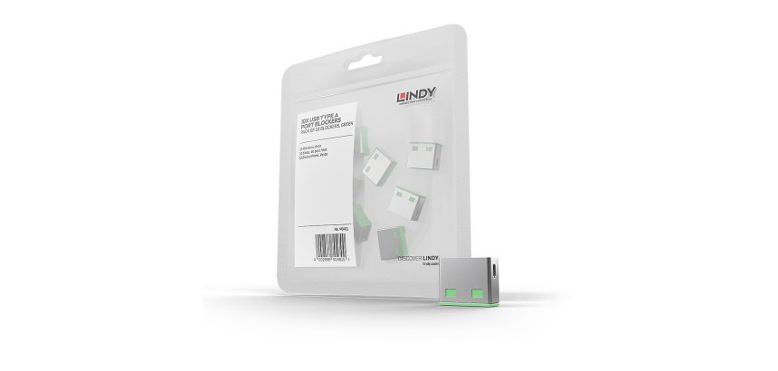 Lindy 40461 bloqueador de puerto USB tipo A Verde Acrilonitrilo butadieno estireno (ABS) 10 pieza(s)