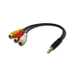Lindy 35539 cable de vídeo compuesto 0,25 m 3,5mm 3 x RCA Negro