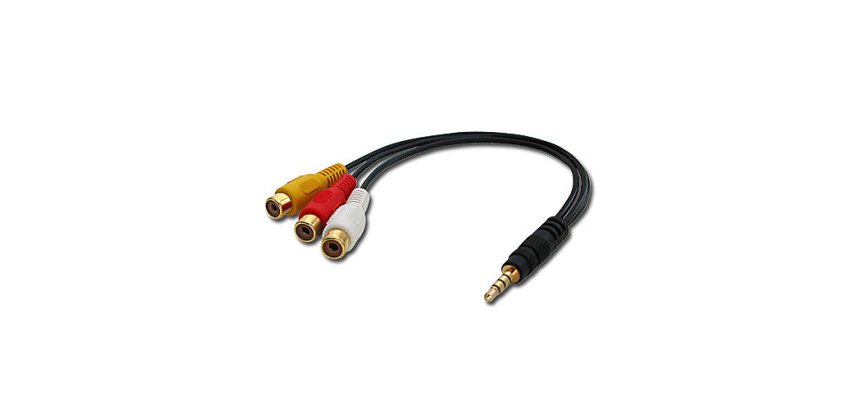 Lindy 35539 cable de vídeo compuesto 0,25 m 3,5mm 3 x RCA Negro