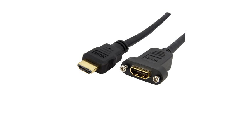 StarTech.com Adaptateur HDMI 1m - Câble HDMI 4K30Hz Haut Débit pour Montage sur Panneau - Bande Passante 10.2 Gbps - HDMI 4K à HDMI F/M - Câble de Connexion pour Montage sur Panneau HDMI