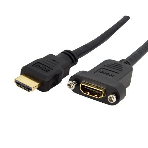 StarTech.com 91cm HDMI Female naar Male Adapter, 4K High Speed Panel Mount HDMI Kabel, 4K 30Hz UHD HDMI, 10.2 Gbps Bandbreedte, 4K HDMI Female naar HDMI Male, Paneel Monteerbare Connector Kabel