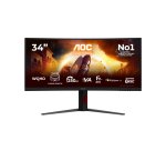 AOC G4 CU34G4ZCA écran plat de PC 86,4 cm (34") 3440 x 1440 pixels Wide Quad HD Noir, Rouge