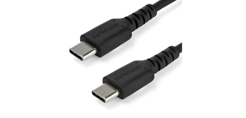 StarTech.com 1m USB-C Ladekabel - Langlebiges USB 2.0 Typ C zu USB C Datenübertragungs-/Schnellladekabel - TPE Mantel Aramidfaser M/M 60W Schwarz - Samsung S10 S20 iPad Pro MS Surface