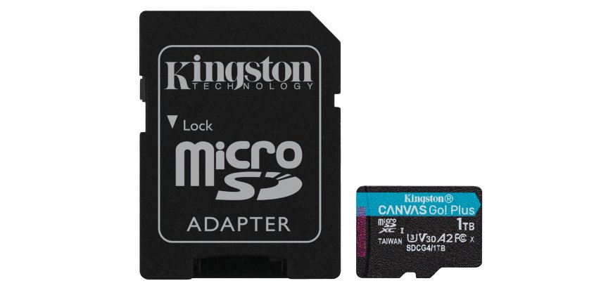 Kingston Technology Carte microSDXC Canvas Go Plus Gen4 200 Mo/s A2 U3 V30 1 To + adaptateur