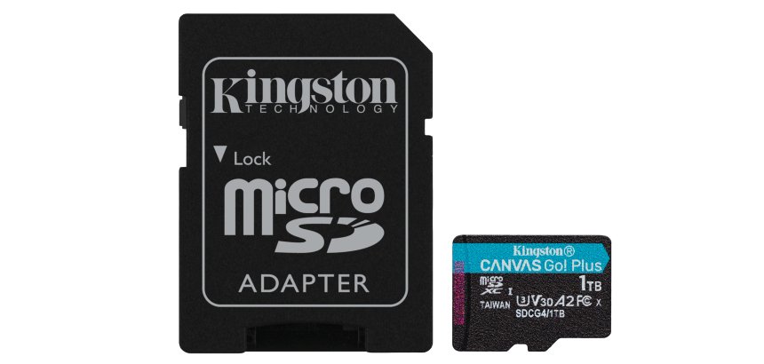 Kingston Technology Carte microSDXC Canvas Go Plus Gen4 200 Mo/s A2 U3 V30 1 To + adaptateur