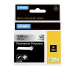 DYMO Rhino Industrial Permanent Polyester Labels | 12mm x 5.5m | Black Print on Metallic | for Rhino & LabelManager Label Makers