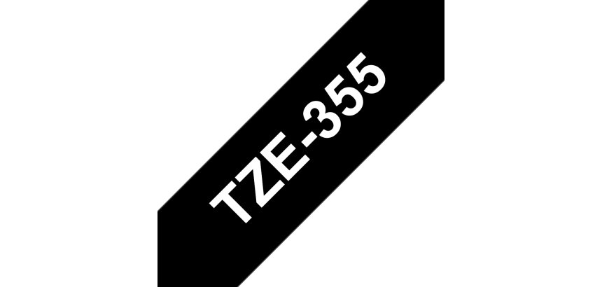 Brother TZE-355 nastro per etichettatrice Bianco su nero