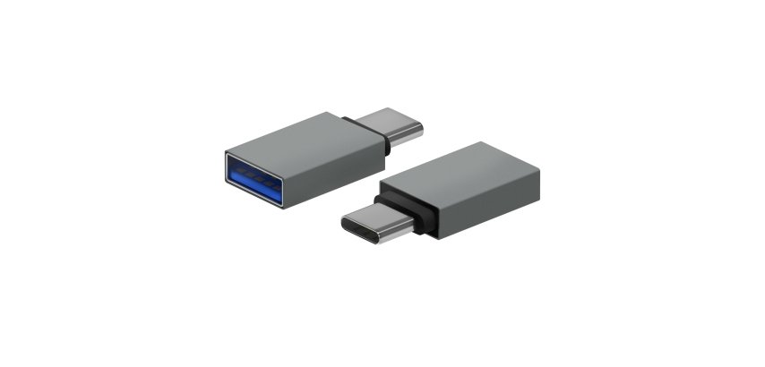 AISENS Mini Adaptador Aluminio USB 3.2 Gen1 3A, Tipo USB-C/M-A/H, Gris