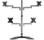 StarTech.com Desktop Quad Monitor Stand - Ergonomic VESA 4 Monitor Arm (2x2) up to 32" (17.6lb/8kg) - Free Standing Articulating Universal Pole Mount - Height Adjustable/Tilt/Swivel/Rotate - Silver