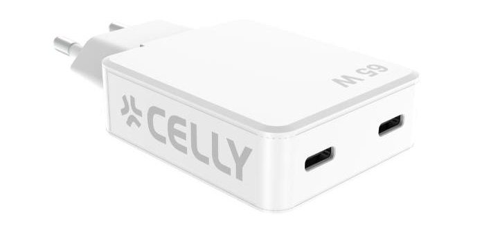 Celly SLIMTC2C65WWH mobile device charger Laptop, Smartphone, Tablet White AC Fast charging Indoor