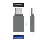 AISENS Mini Adaptador Aluminio USB 3.2 Gen1 3A, Tipo USB-C/M-A/H, Gris