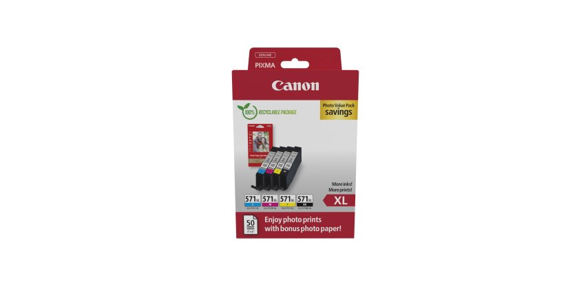 Canon Photo Value Pack CLI-571XL, 375 - 895 Fotos, OEM 0332C006, 4 Farben