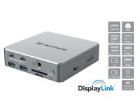 Conceptronic DONN25G base para portátil y replicador de puertos Alámbrico USB 3.2 Gen 2 (3.1 Gen 2) Type-C Plata