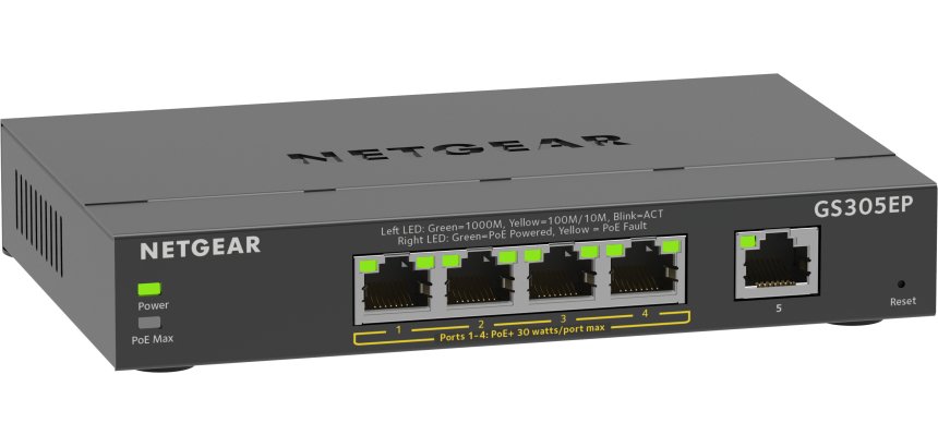 NETGEAR GS305EP Géré L2/L3 Gigabit Ethernet (10/100/1000) Connexion Ethernet, supportant l'alimentation via ce port (PoE) Noir