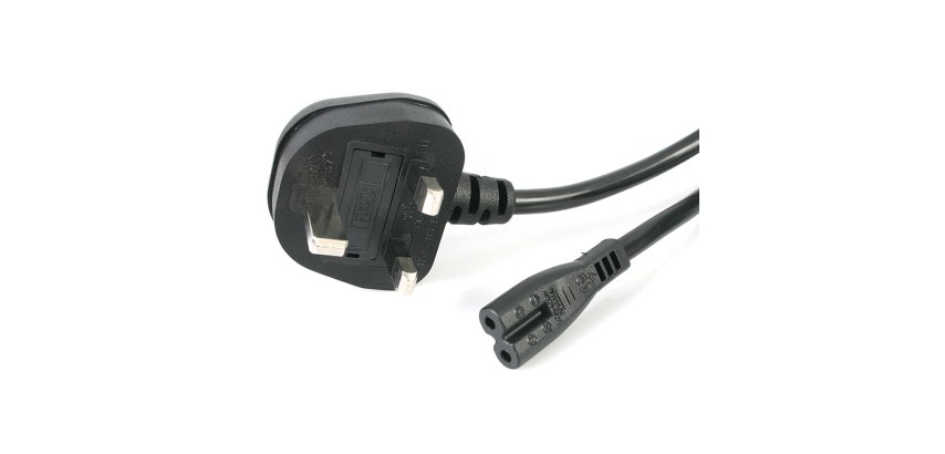 StarTech.com 1m UK Computer Stroomkabel, BS 1363 naar C7, 2.5A 250V, 18AWG, Zwart, UK Laptop Vervangkabel, Printer Voedingskabel, Laptop Lader Kabel / Laadkabel, UL-Listed