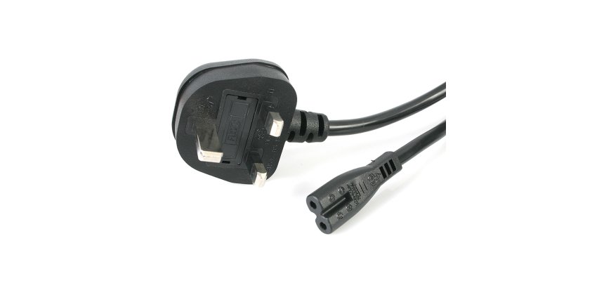 StarTech.com Câble d'Alimentation pour PC Portable de 1m, BS 1363 vers C7, 2.5A 250V, 18AWG, Noir, Cordon de Remplacement, Câble d'Alimentation pour Imprimante, Cordon de Chargeur de PC Portable AC