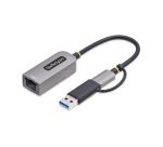 StarTech.com Adaptateur USB-C vers Ethernet avec Dongle USB-A, 10/100/1000Mbps, Adaptateur Réseau USB 3.0 vers Gigabit Ethernet, Câble de 15cm, Adaptateur USB GbE