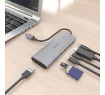 AISENS USB-C Dock 7 en 1, USB-C a 1xHDMI, 1xUSB-A 10G, 2xUSB-C 10G, 1xSD, 1xMicroSD, 1xUSB-C PD 100W, Gris, 20cm